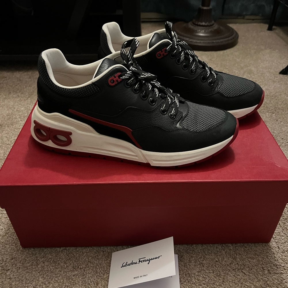 Salvatore Ferragamo men sneakers cosma low color Nero Nabuck Calf size 6